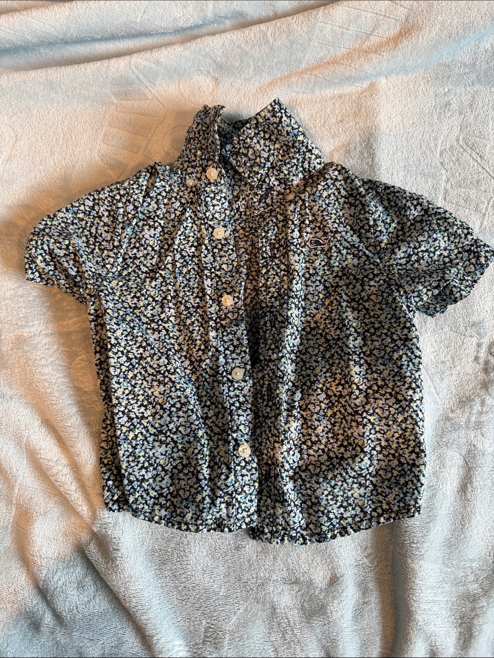Vineyard Vines boys' Short-Sleeve Floral Button-Up Shirt - Black & Blue